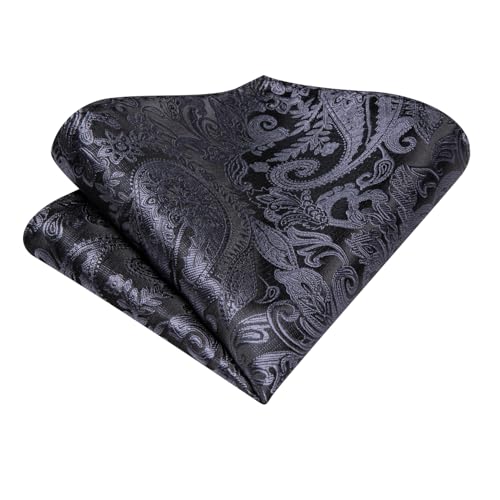 Image of Hi-Tie Silk Ascot for Men Self Tie Men's Cravat and Flower Lapel Pin Handkerchief Cufflinks Set for Wedding Party