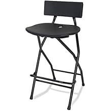 EventStable TitanPRO Folding Bar Stool with Backrest - Black Metal Frame Stool with Back Support - Durable and Sturdy Folding Stool for Outdoor Kitchen Shop Cafe