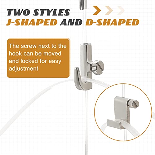 Image of Dunzy 15 Pcs Picture Rail Hanging System Kit Picture Rail Hooks Molding Hangers with Invisible Nylon Cord and Adjustable Hooks for Exhibition, Art Gallery Supplies, White (71 inch Clear Perlon Cord,White)