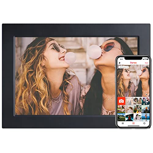 Digitaler Bilderrahmen 10,1 Zoll WLAN Elektronischer Fotorahmen 1920x1200 Hochauflösend IPS Bildschirm, Automatischer Rotation, Teilen von Bildern, Musik, Videos, Geschenk (schwarz) Cover