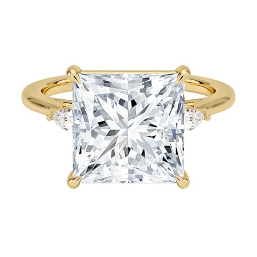 5 CT Princess Cut Lab Grown Diamond Perfect Fit Three Stone Engagement Ring