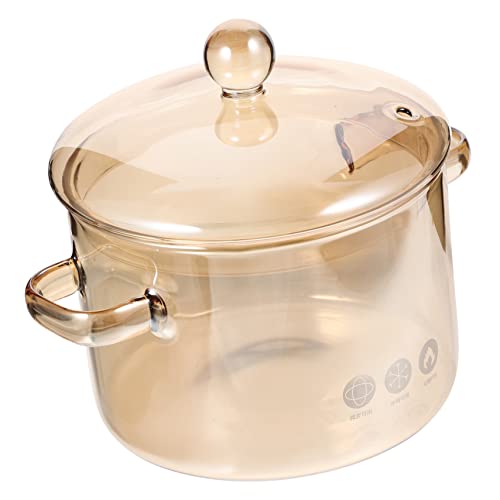 Mobestech Olla de Vidrio de Borosilicato Alta Resistencia con Tapa Olla para Guisos y Sopas Doble Asa para Cocina de Inducción y Microondas Color