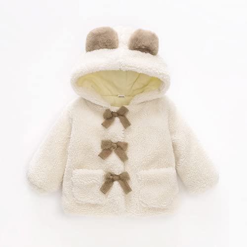 Toddler Girls Thick Fleece Bowknot Hooded Coat Teddy Ears Wool Jacket with Pockets Baby Girls Adorable Warm Clothes2