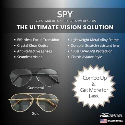 Image of proSPORT Multifocal Progressive 3 Magnifications in 1 Lens No Line Computer Gaming Reading Glasses for Men & Women