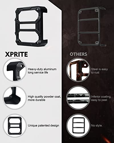 Xprite Tail Light Guards W/Slide-Able Rods Design, Self-Patented Tail Light Covers Compatible With Jeep Wrangler Jk Jku 2007-2018, Pair #TOP3