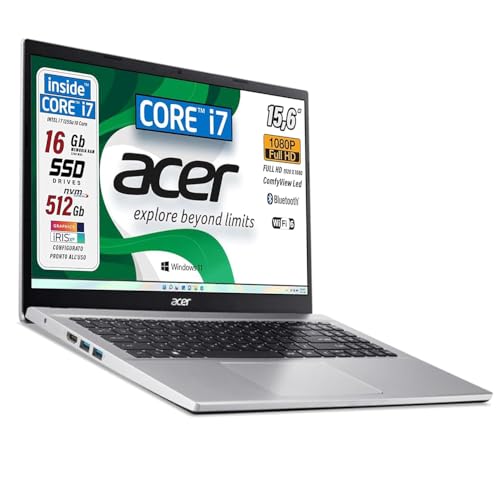 acer PC portatile Aspire CPU Intel Core i7-1255U 12Th, fino
