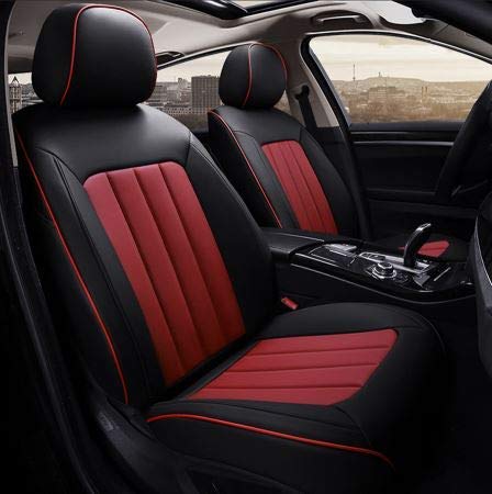 Image of Hi Art Leatherette Custom Fit Front and Rear Car Seat Covers Compatible with Maruti Suzuki Zen, Black and Red