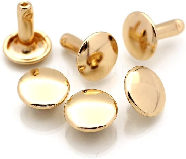 CRAFTMEMORE 8mm Cap x 12mm Post Leather Rivet Double Cap Rivets Tubular Metal Rapid