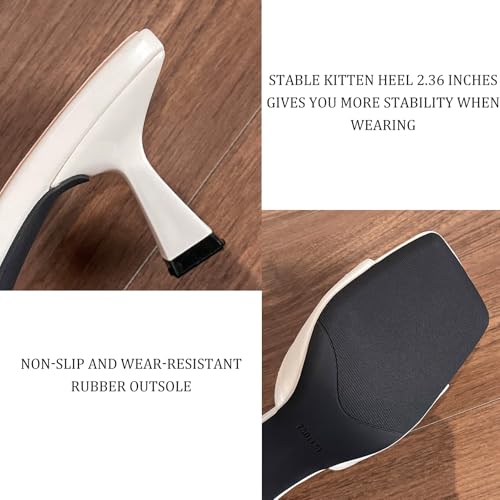 Women's Bow Kitten Heel Mule Sandals Fashion Square Open Toe Non-slip Slip-On Formal High Heel Sandals for Party, Evening4
