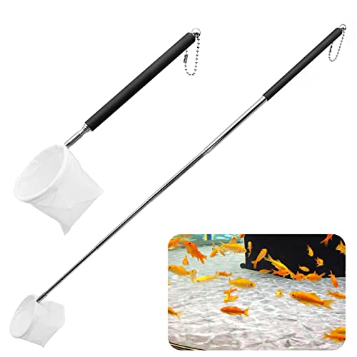 JJQHYC Aquarium Kescher mit Teleskopstab Garnelen Kescher Kleiner Kescher Fischnetz Fang Netz für Kleine Fische und Garnelen Cover