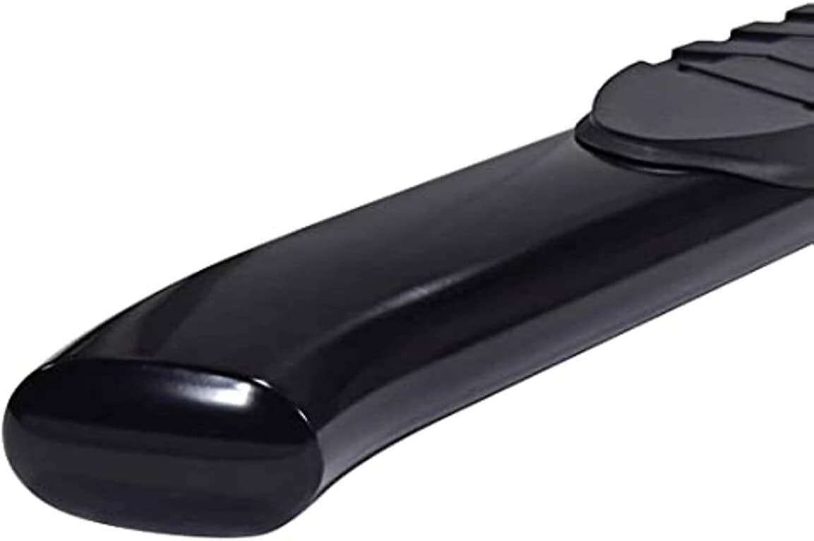 TrailFx Side Step Bars Fits 2020–2021 Chevy Silverado 1500 5 Inch Oval Wheel-to-Wheel Nerf Bars with Step Pads and Bed Step Black Gloss Powder-Coated Steel Rocker Panel Mount Set of 2