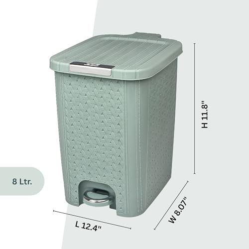 Image of FLAIR Ultra Home Pedal Trash Bin - 8L Medium Dustbin with Inner & Lid | Unbreakable Plastic, Odor Control, Lightweight | Non Garbage Smell | Perfect for Bathroom, Kitchen & Office (Mint Green)