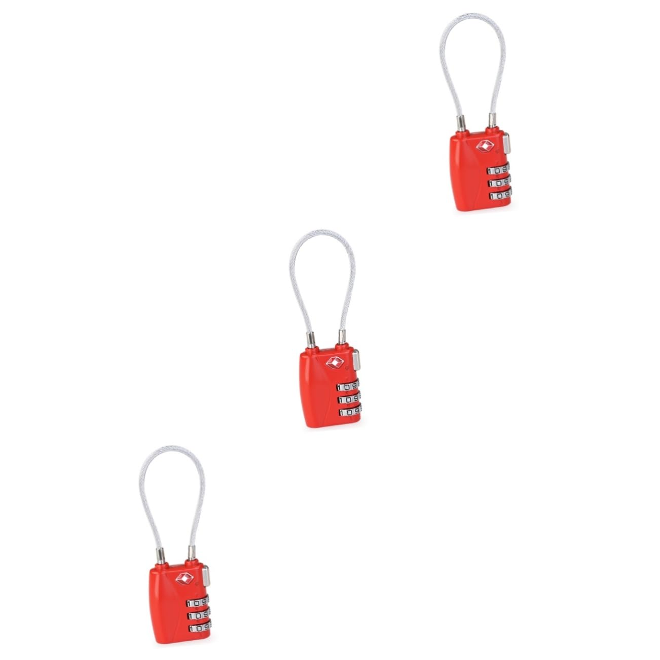 GALPADA Lucchetto Per Bagagli Con Cavo Da 3 Pezzi Lucchetto A 3 Combinazioni Omologato Rosso Per La Sicurezza Delle Valigie