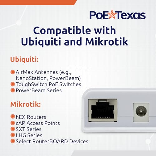 PoE Texas 48v to 24v PoE Converter - Inline PoE Splitter with 24 Volt 25 Watt PoE or DC - Converts IEEE 802.3at PoE+ to 24V Passive PoE or 24V DC Output with Gigabit Data for Ubiquiti and Mikrotik4