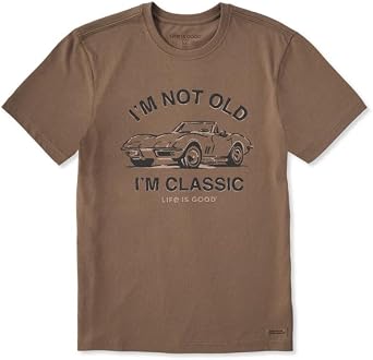 Life is Good Mens Im Classic Sports Car Short Sleeve Crusher-LITE Tee, Mushroom Brown