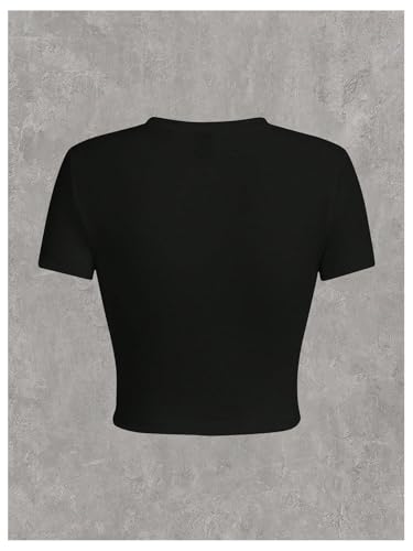 SOLY HUX Women's Graphic Tees Letter Car Print Crop Tops Short Sleeve Crew Neck Summer T Shirt2