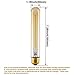 CTKcom T9/T185 40W Vintage Edison Light Bulbs E26 E27 Base(4 Pack)- Tubular Bulb Nostalgic Tungsten Filament Antique Incandescent Bulb Golden Tinted Glass for Industrial Wall Sconces Pendant Lighting
