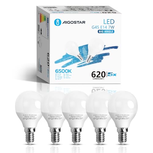 Led E14 Kaltweiß 7W Leuchtmittel Lampe Glühbirnen 6400K 560 Lumen Abstrahlwinkel 230 Grad Energiesparend, Multipack mit 5 Lampen