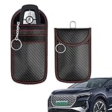 HQRNYP 2PCS Faraday Bag for Key Fob, Faraday Key Fob Protector, Anti Theft 5.7' x 3.5' RFID Key Fob Signal Blocking Faraday Pouch, Key RFID Signal Blocking Case Fit Women and Men (Red+Red, Medium)