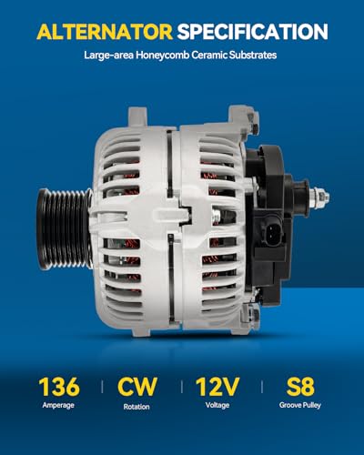 Image of PHILTOP New 13987N Alternator Compatible with Dodge, 2003-2005 Ram 2500 5.9T, 2003-2005 Ram 3500 5.9T 136A S8 CW Alternator Replacement