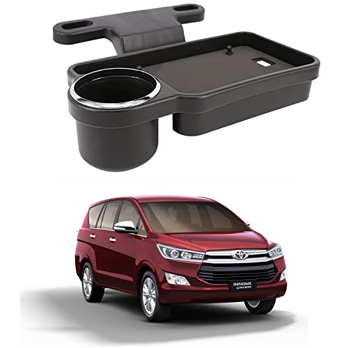 Image of Oshotto (FT-04) Foldable Car Auto Headrest Rear Back Seat Table Drink Food Cup Tray Holder Compatible with Toyota Innova Crysta - Black