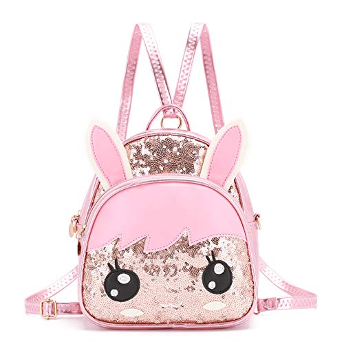 KL928 Girls Mini Backpack Toddler 3D Animal Casual Daypack PU Leather Preschool Convertible Shoulder Bag Gift for Kids (Black)