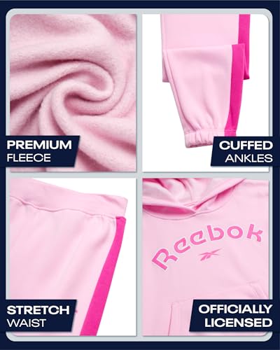 Sweat à capuche actif et pantalon Reebok ensemble rose résistant fille - 3