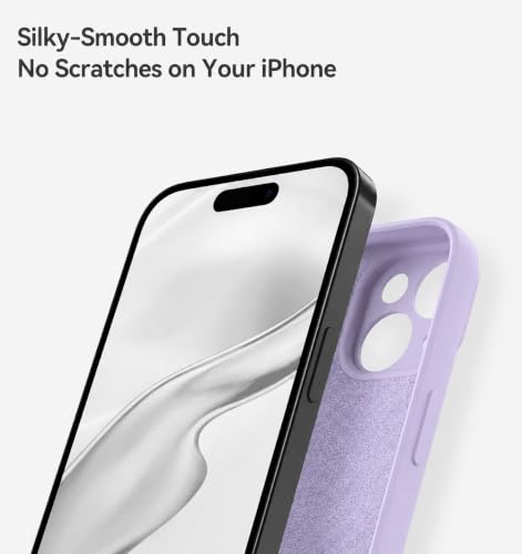 Image of DIZORO Square Microfiber Candy Case Compatible for iPhone 14 Plus Shockproof Slim Back Cover Liquid Silicone Case - Lilac