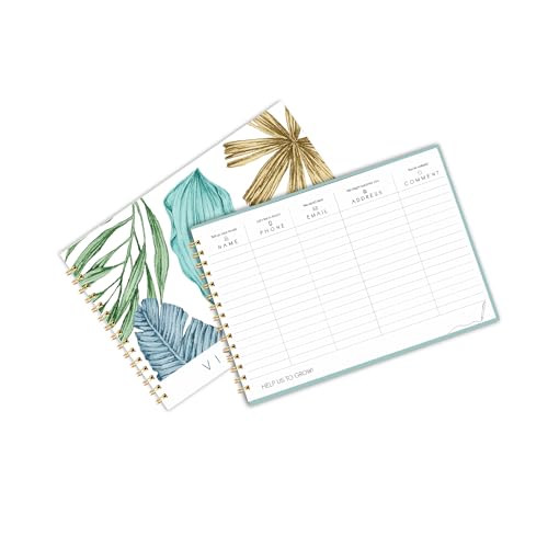 Image of Visitor Book - 8 x 12 Inches | Wiro Bound Guest Register for Hotels, Offices, Exhibitions, Boutiques & Business Use | Medium Size Visitor Log Book for Reception & Front Desk