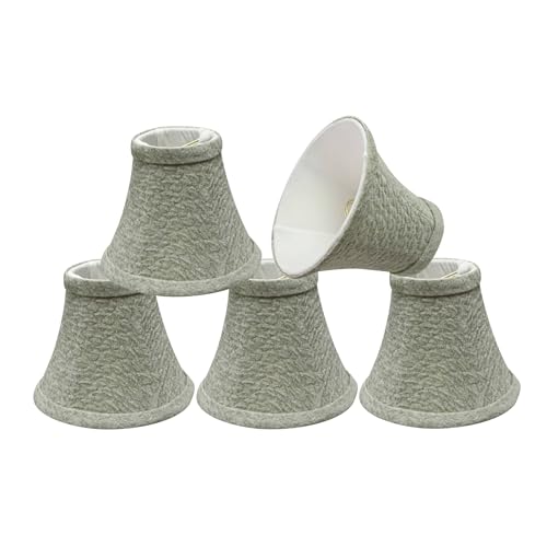 Image of Aspen Creative 30054-5, Bell Clip-On Chandelier Lamp Shade, Light Grey, 3 inch Top x 6 inch Bottom x 5 inch Slant Height, Set of 5