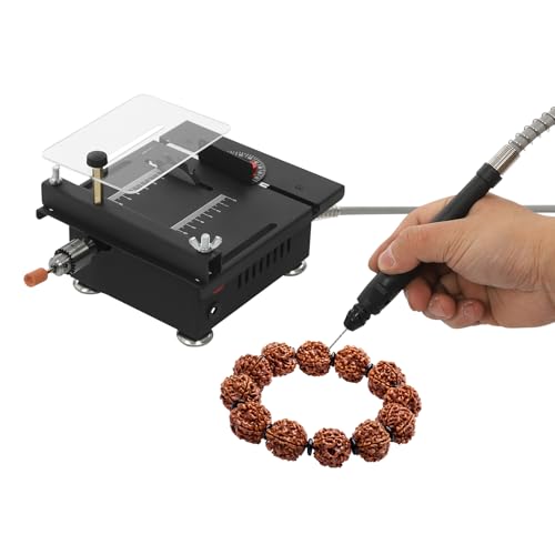 WindWilder Mini sega circolare da tavolo, 100 W, 6000 giri/min, multifunzione, portatile, di precisione elettrica con 7 velocità, regolabile, lamiera d'impatto, angolo di taglio a 90°, per lavori