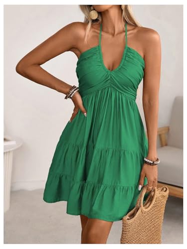 Image of SOLY HUX Women's Summer Mini Dress Halter Backless Flowy Cami Sundress