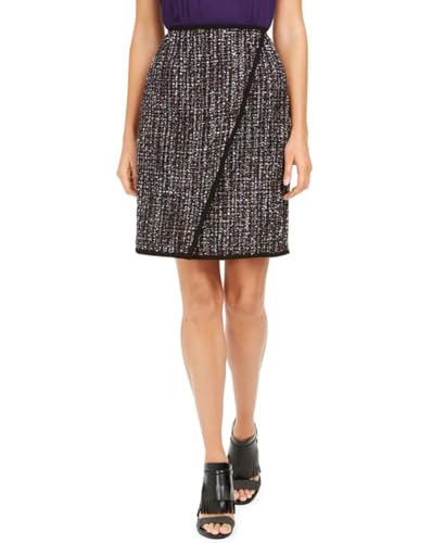 Calvin Klein Womens Black Zippered Speckle Above The Knee Pencil Skirt Size 12P