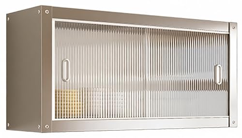 YSPZDQ Meuble Haut de Cuisine, Armoire Murale Suspendue avec Portes Coulissantes, en Acier Inoxydable, Fixation Murale, Charge 25kg, Rangement Cuisine, Salon &...