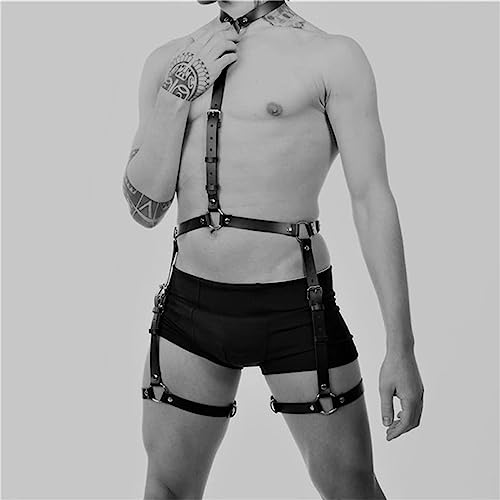 Harness Belt Costume for Men, Men's Leather Body Chest Sexy Body Harness Belt Restraints Adjustable Buckle Clothes Outfits, Nightclub Cosplay Clubwear #54