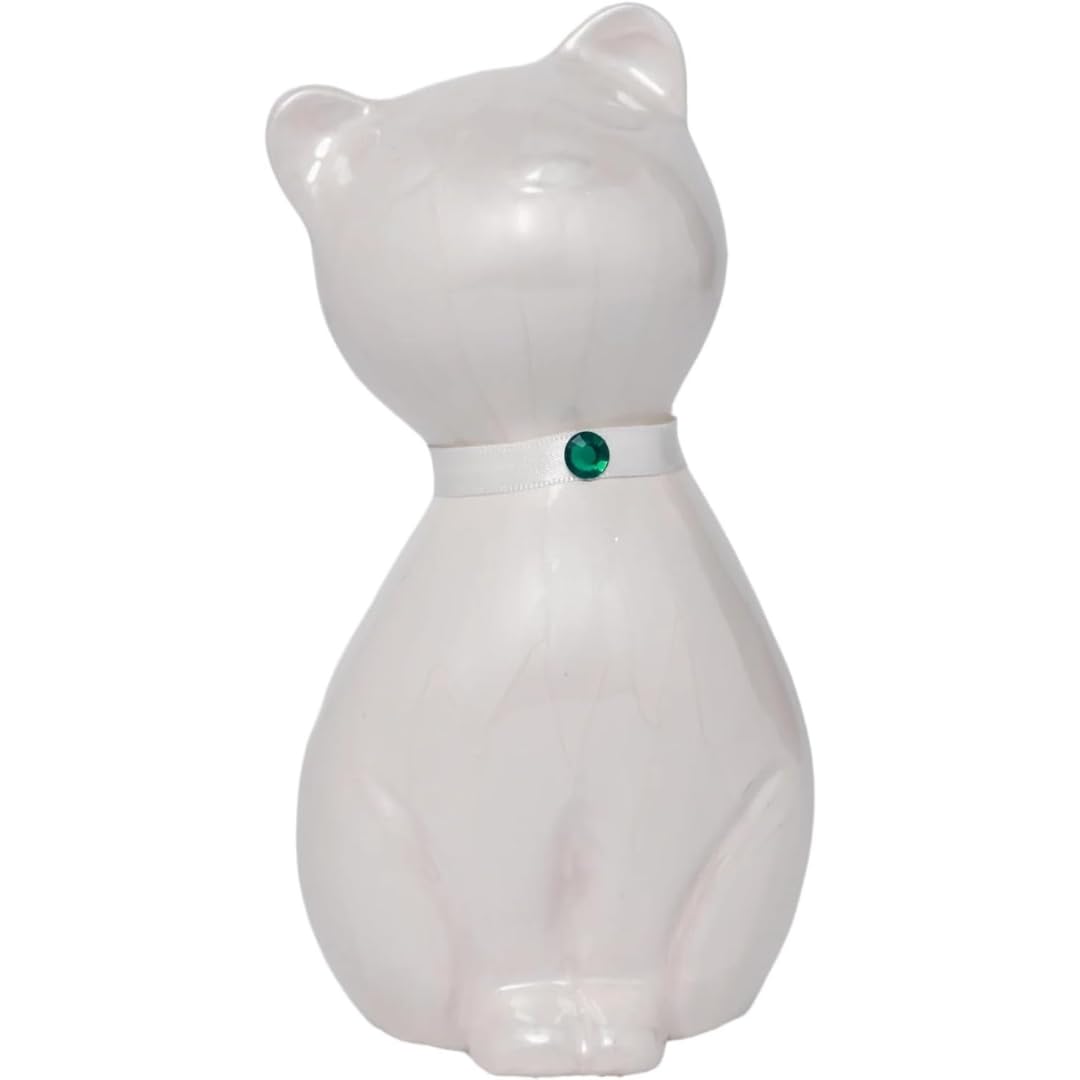 Urn For Ashes Cremation Funeral Memorial Love Urns Decorative Cat Kitty Figurine Pet|Alloy|(White Kitty, 8.5") RCM02-01
