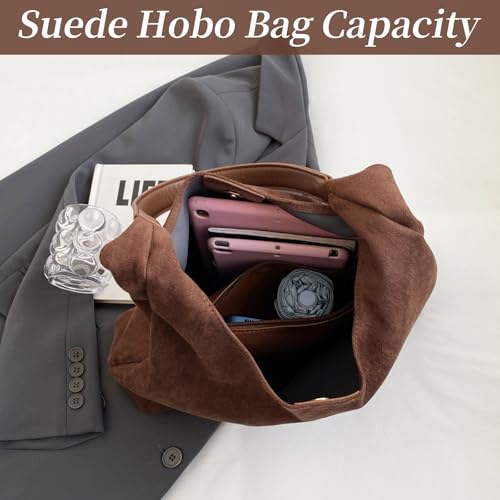 Bolso Tote de Ante Marrón para Mujer miniatura 5
