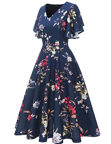Image of Bridesmay Women's Formal Wedding Guest Dress for Women 2026 Short Sleeve Fit and Flare Tea Party Dresses