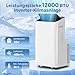 HOMCOM Mobiles Klimagerät 12000 BTU 6-in-1 Inverter Mobile Klimaanlage mit Abluftschlauch, Kühlen, 84L/Tag Entfeuchten, Ventilieren, Auto-, ECO- und Schlafmodus, 60° Schwenkfunktion für bis 35㎡