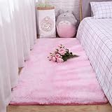 GOUSANG Grand Tapis Salon 180 x 340 cm Poil Long Doux Epais Tapis de Chambre Shaggy Antidérapant, Moderne, Moelleux, pour Chambre à Coucher, d'enfant, Rose Clair