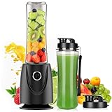 OMMO Mixer Smoothie Maker, 500W Mini Standmixer mit 2x500ml Flaschen BPA Frei Tritan, Tragbarer Blender Mixer für Shakes und Smoothies mit Timing-Funktion, Leicht zu Reinigen, Schwarz