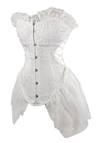 Charmian Women's Sexy Strapless Floral Embroidery Gothic Corset with Lace Skirt3
