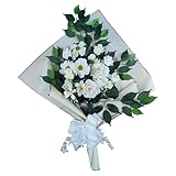 DRW Blumenstrauß für Friedhof, Blumenstrauß, künstliche Blumen zum Einsetzen in die Vase oder über Grab, 73 x 63 x 20 cm (Rosen)