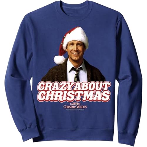 Absolute Cult National Lampoons Christmas Vacation Mens Crazy About Christmas Sweatshirt Navy Blue X-Large