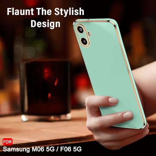 Image of TheGiftKart Luxurious Golden-Plated Back Cover Case for Samsung Galaxy M06 5G / F06 5G | Raised Lips for Camera & Screen Protection | Shockproof Design Stylish Case for Samsung M06 / F06 (TPU, Green)