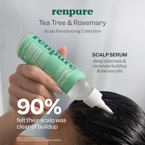 Image of Renpure Tea Tree & Rosemary Scalp Serum, Plant-Based - Refreshing & Rebalancing - For Moisturized, Soft Hair - For Oily /Normal Hair- Tea Tree Leaf Oil, Rosemary Leaf Extract - 4 Fl Oz