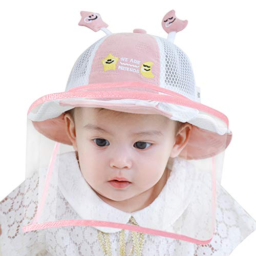Happy Cherry - Sombrero con Pantalla Protectora Desmontable para Bebé Niños Niños Verano Gorra de Pescador Algodón con Visera Transparente Infantil Gorro Protector Facial Anti-Saliva - 8-15 Meses