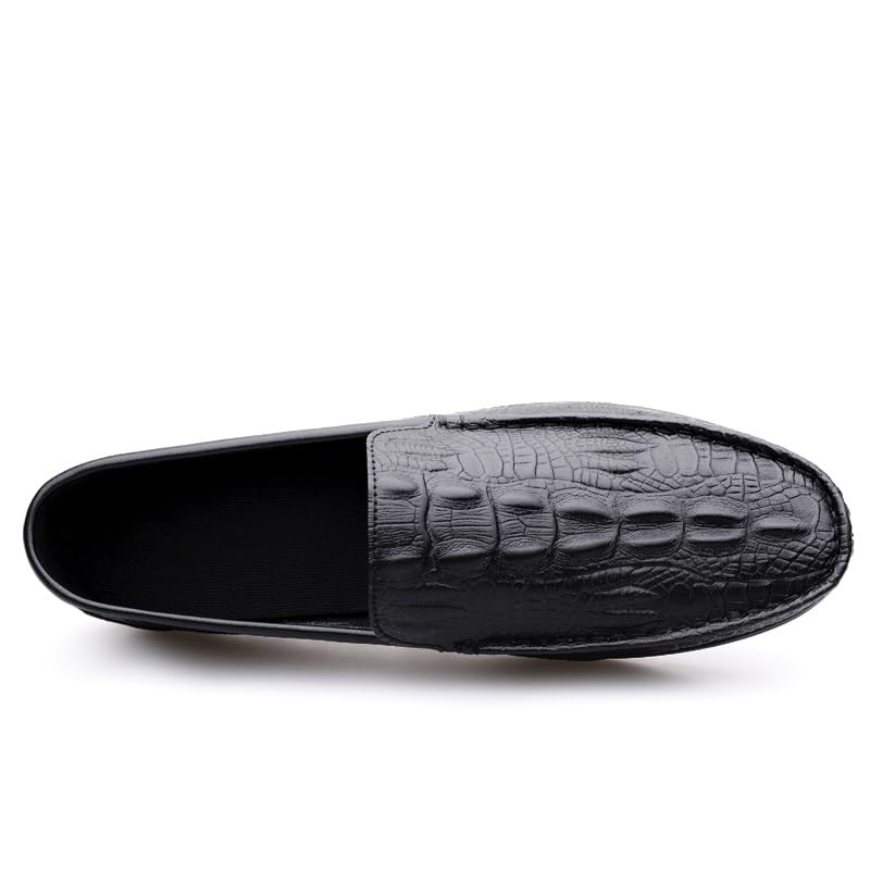 Men's Loafers Shoes Round Toe Vegan Leather Crocodile Embossed Loafer Comfortable Slip Resistant Flat Heel Classic Outdoor Slip-on4