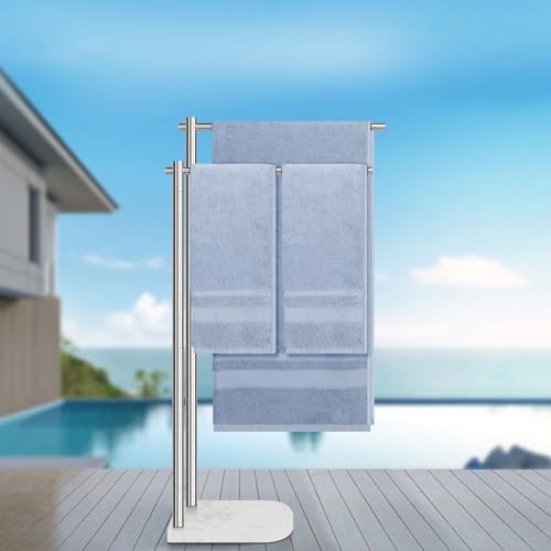 Toallero de pie sin taladro para evitar daños en azulejos de baños y zonas húmedas 7