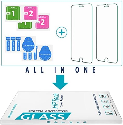 HPTech iPhone 7 Plus, 8 Plus Screen Protector - (2-Pack) [Japan Tempered Glass] for Apple iPhone 8 Plus, iPhone 7 Plus, iPhone 6S Plus, iphone 6 Plus Easy to Install with Lifetime Replacement Warranty